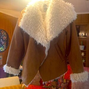 Me Jane size Lg faux leather and fur lined jacket